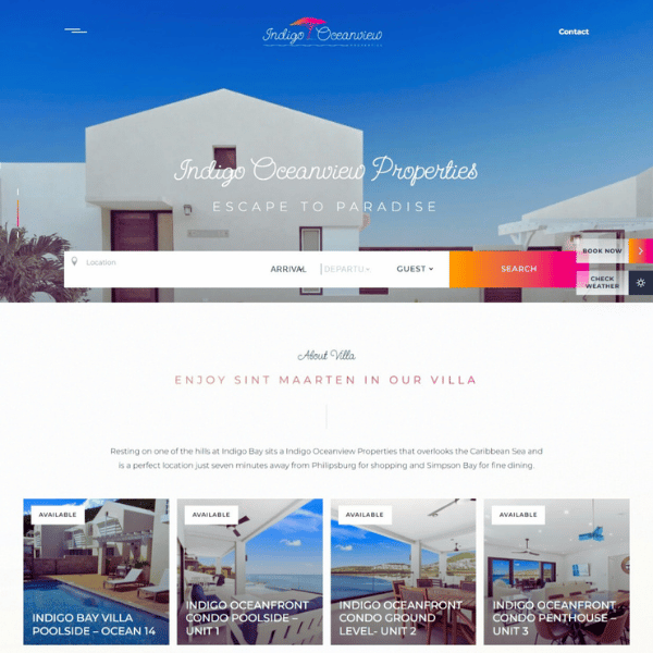 Indigo Oceanview Properties Website