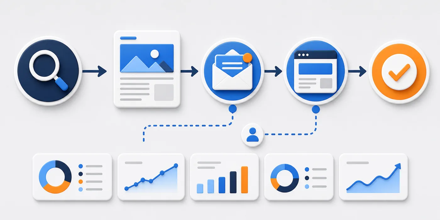 Customer journey from organic search through email engagement to a website conversion