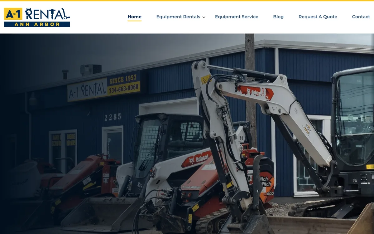A-1 Rental website homepage designed by One With Digital
