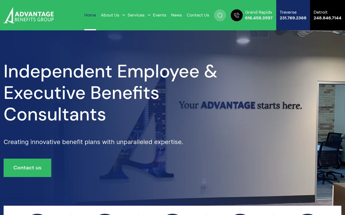 Advantage Benefits Group website homepage designed by One With Digital