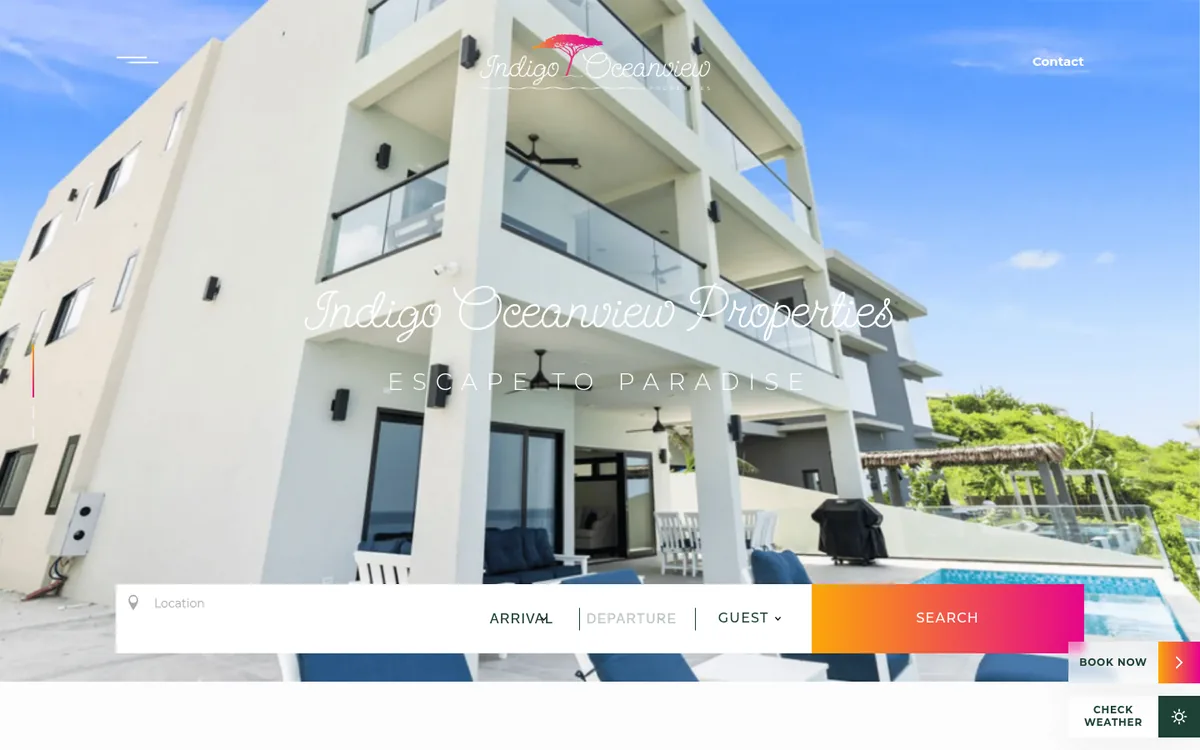 Indigo Oceanview Properties website homepage designed by One With Digital