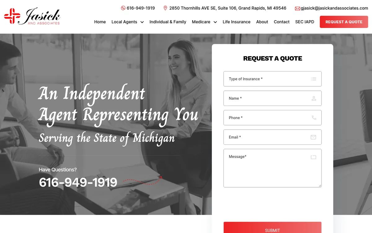 Jasick & Associates website homepage designed by One With Digital