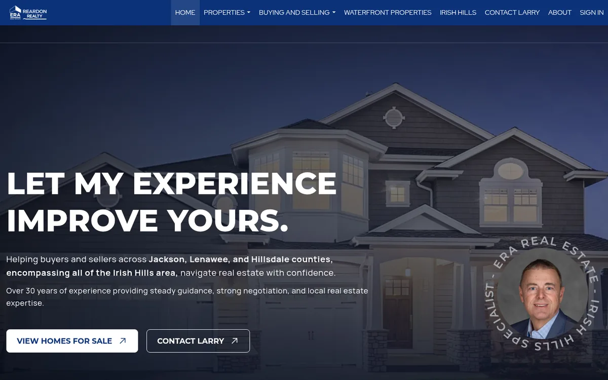 Larry Wetherby website homepage designed by One With Digital